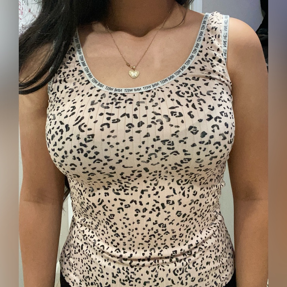 Nine West Cheetah Print Cream&Black Comfortable Skin Fitted Tank Top/ 4 for 20!